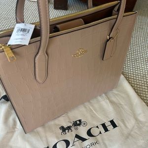 NWT Coach Purse in Taupe Croc Effect